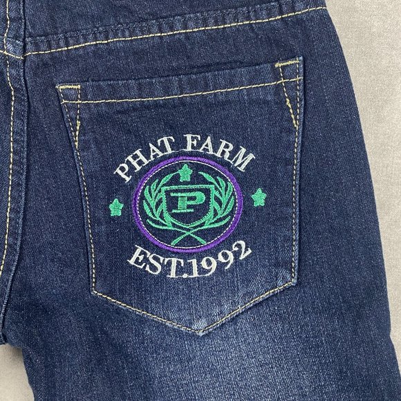 Phat Farm Jeans Kids Size 18 Blue Boys Embroidered Y2K Denim Youth - Picture 8 of 16